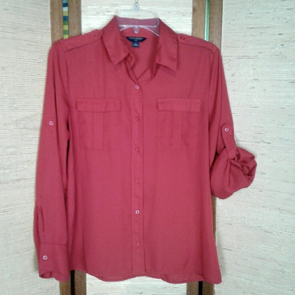Banana Republic button down blouse Red PM - Picture 1 of 8